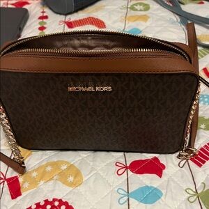 Michael Kors Black and Brown Crossbody Bag